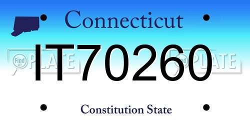IT70260 Connecticut License Plate