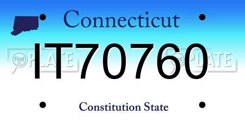 IT70760 Connecticut License Plate