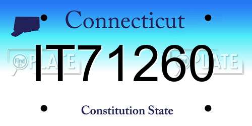 IT71260 Connecticut License Plate