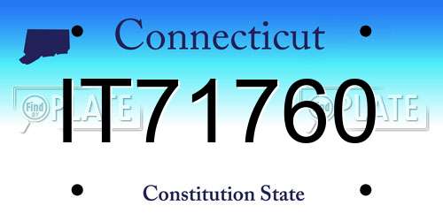 IT71760 Connecticut License Plate
