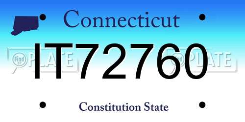 IT72760 Connecticut License Plate
