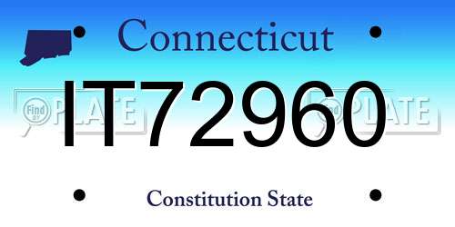 IT72960 Connecticut License Plate