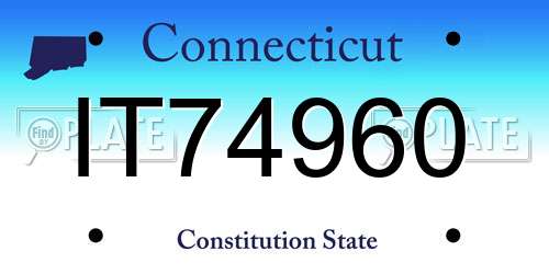 IT74960 Connecticut License Plate