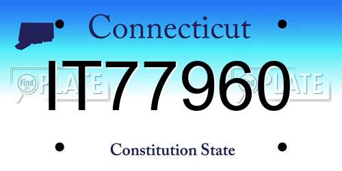 IT77960 Connecticut License Plate