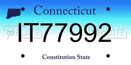IT77992 Connecticut License Plate