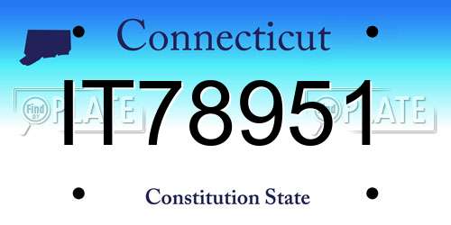 IT78951 Connecticut License Plate