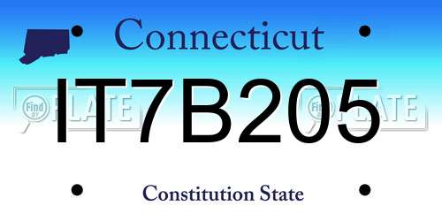 IT7B205 Connecticut License Plate