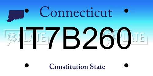 IT7B260 Connecticut License Plate