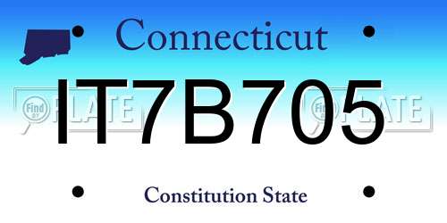 IT7B705 Connecticut License Plate