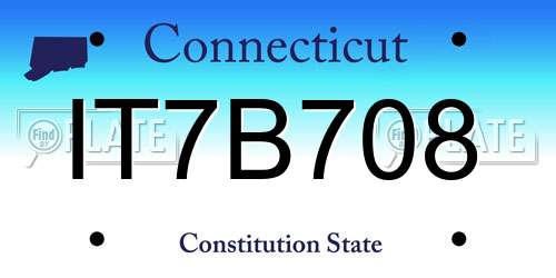 IT7B708 Connecticut License Plate