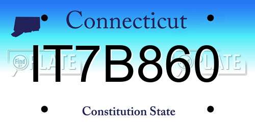 IT7B860 Connecticut License Plate