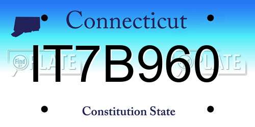 IT7B960 Connecticut License Plate