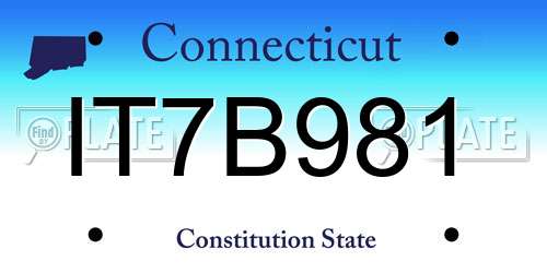 IT7B981 Connecticut License Plate