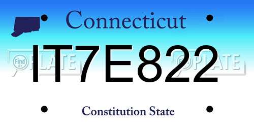 IT7E822 Connecticut License Plate