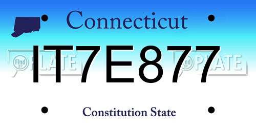IT7E877 Connecticut License Plate