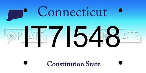 IT7I548 Connecticut License Plate