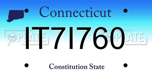 IT7I760 Connecticut License Plate