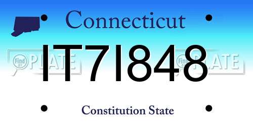 IT7I848 Connecticut License Plate