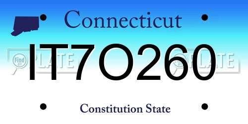 IT7O260 Connecticut License Plate