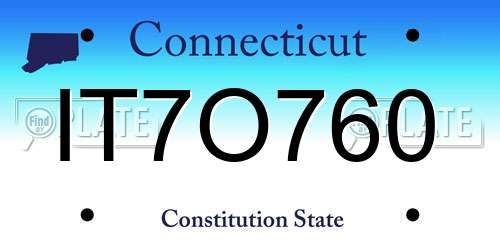 IT7O760 Connecticut License Plate