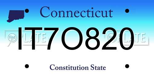 IT7O820 Connecticut License Plate