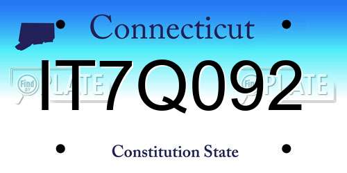 IT7Q092 Connecticut License Plate