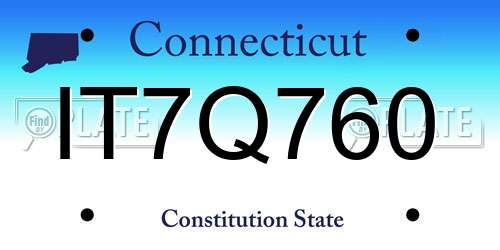 IT7Q760 Connecticut License Plate
