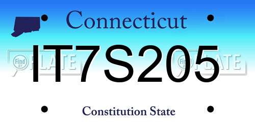 IT7S205 Connecticut License Plate