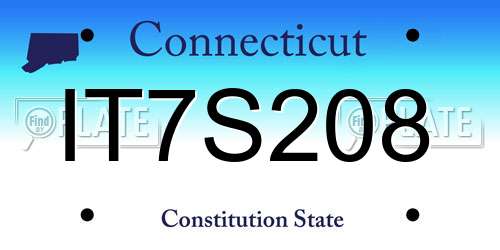 IT7S208 Connecticut License Plate