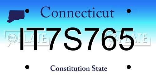 IT7S765 Connecticut License Plate