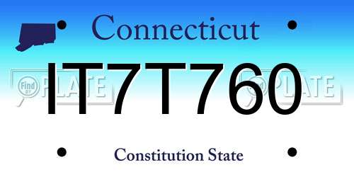 IT7T760 Connecticut License Plate