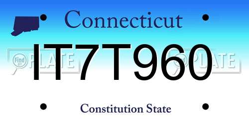 IT7T960 Connecticut License Plate