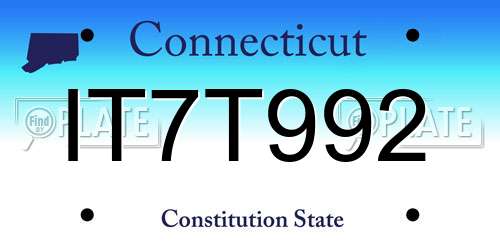 IT7T992 Connecticut License Plate