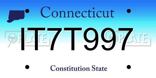 IT7T997 Connecticut License Plate