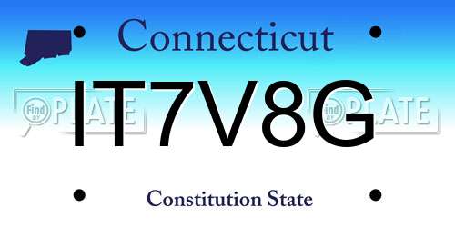 IT7V8G Connecticut License Plate
