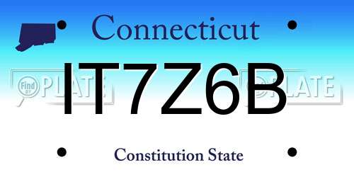 IT7Z6B Connecticut License Plate