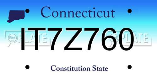 IT7Z760 Connecticut License Plate