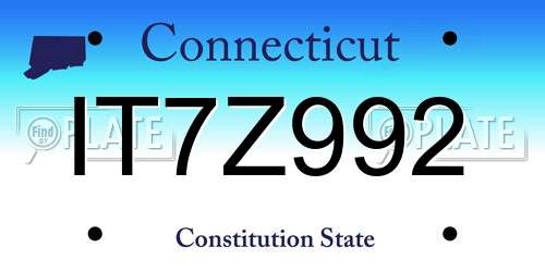 IT7Z992 Connecticut License Plate
