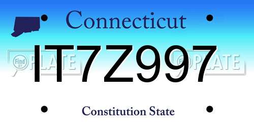 IT7Z997 Connecticut License Plate