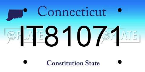 IT81071 Connecticut License Plate