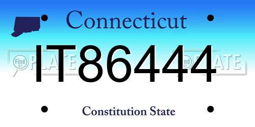 IT86444 Connecticut License Plate