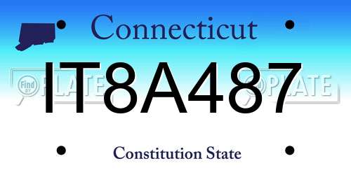 IT8A487 Connecticut License Plate