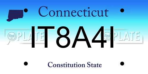 IT8A4I Connecticut License Plate