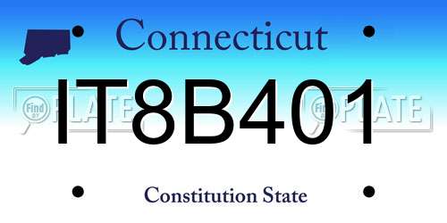IT8B401 Connecticut License Plate
