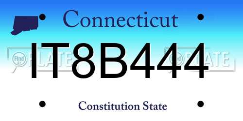 IT8B444 Connecticut License Plate