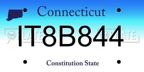 IT8B844 Connecticut License Plate