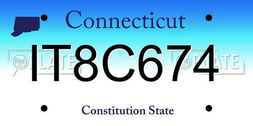 IT8C674 Connecticut License Plate
