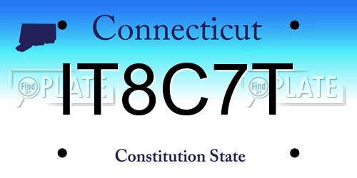 IT8C7T Connecticut License Plate