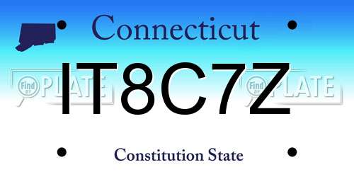 IT8C7Z Connecticut License Plate