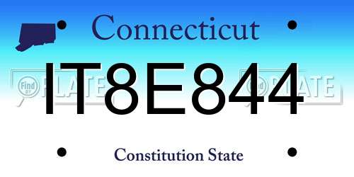 IT8E844 Connecticut License Plate